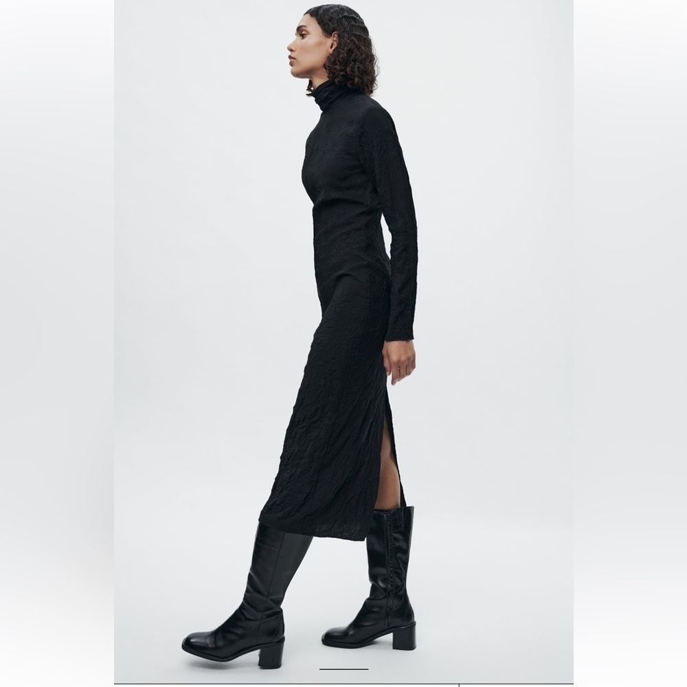 Zara Black Long Sleeve Dress - Picture 6 of 9